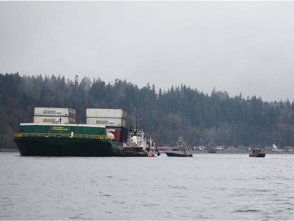 Barge grounded off Quadra Island successfully refloated, says coast guard